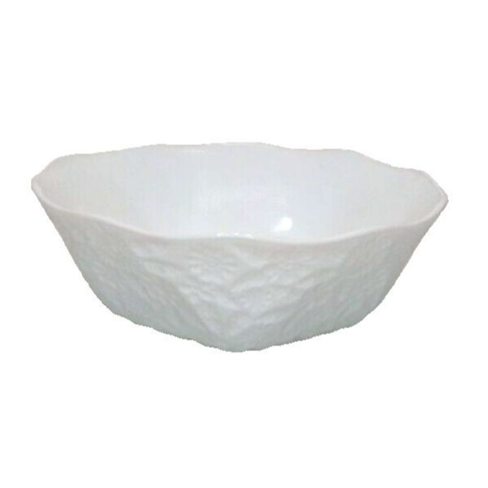 Indiana Glass Milk Glass Compote Dish Imprinted Daisies 7.5 Inches Across